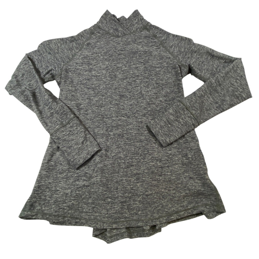 Lululemon Grey Space Dye‎ Mock Neck Long Sleeve Peplum Back Thumbhole Top Size 8